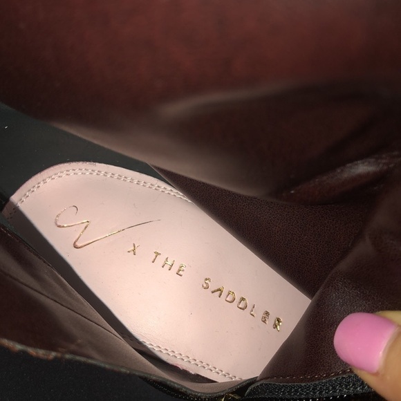 The Saddler | NWOB Mid Calf Red Leopard Print Satin Square Toe Boot - Size IT37 - Picture 8 of 8